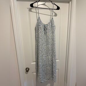 Blue floral midi sun dress NWT